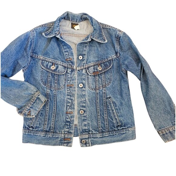 70s Lee‎ Denim Jean Jacket Womens Sz XS Petite Distressed Classic Retro - Picture 4 of 15